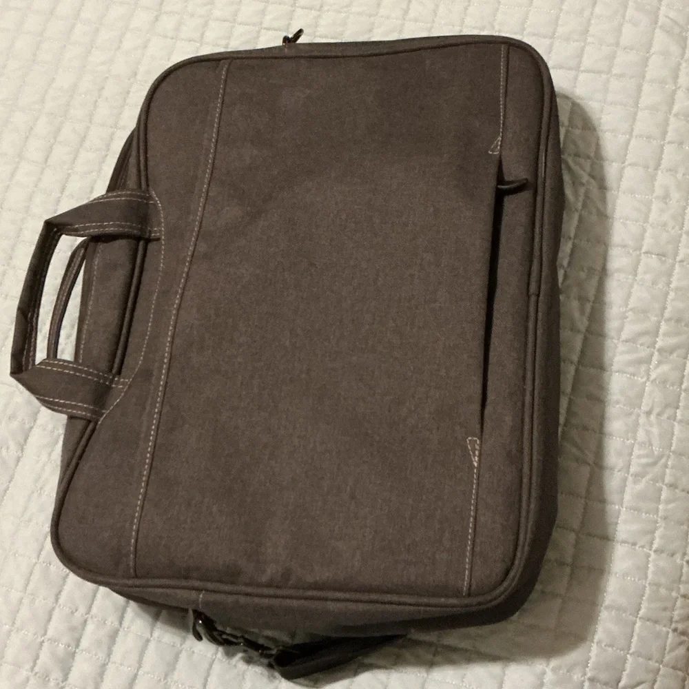 Grey Canvas Laptop Briefcase Bag